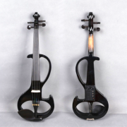 Black Electric Violin 4/4 Silent Violins Solid Wood Ebony Violin Parts Case Bow