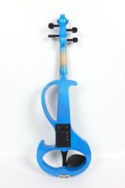 Blue Electric Violin 4/4 Free Case Silent Violin Solid Wood Ebony Violin Parts
