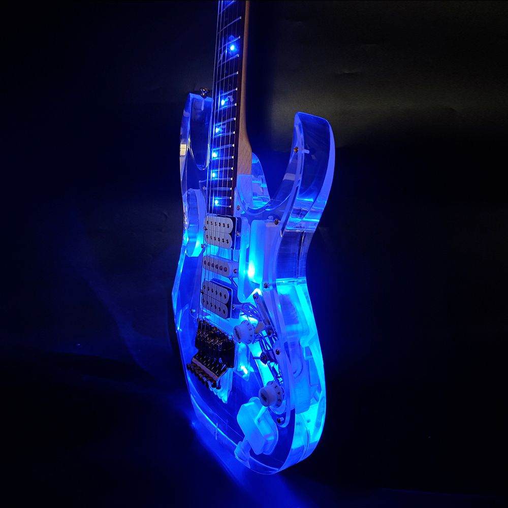 LED Light Electric Guitar Maple Acrylic Body Crystal Lebanon