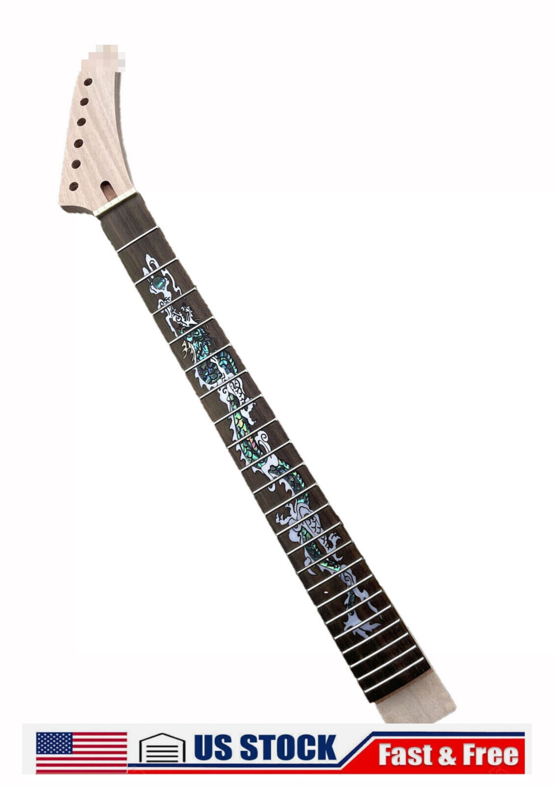 Guitar Neck 22 Fret 24.75inch Mahogany Rosewood Fretboard Dragon Inlay Bolt On Heel  