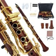 Vetimobato Bb Clarinet 17 Keys 6 Rings Ebonite Body for Professional Beginner & Student with 2 Replaceable Barrels, Case, Mouthpiece, Reeds, Cork Grease, Gloves & Swab Cleaning Kit (Rosewood Bb)