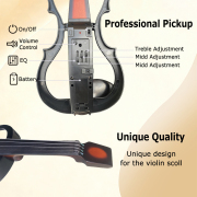 Yinfente Solid Wood Ebony Silent Electric Violin with Professional Pickup & 3-Band EQ, Headless Lightweight, for Beginner or Professional