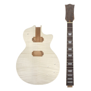 Yinfente Electric Guitar Kit Guitar Neck 22fret 24.75inch electric Guitar Body Mahogany Flame Maple Nice Inlay one piece mahogany wood