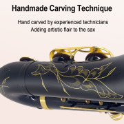Vetimobato B Flat Tenor Saxophone Black-golden Brass Lacquer Student Bb Tenor Sax Kit for Adults Beginners Intermediate Players with Hard Case Mouthpiece Reeds Neck Strap Cleaning Set (Black Tenor)