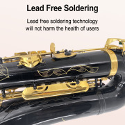 Vetimobato B Flat Tenor Saxophone Black-golden Brass Lacquer Student Bb Tenor Sax Kit for Adults Beginners Intermediate Players with Hard Case Mouthpiece Reeds Neck Strap Cleaning Set (Black Tenor)