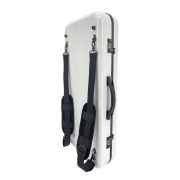 Vetimobato Adjustable Violin Viola Double Case Holds 4/4 Violin & 15-17 Inch Viola Hard Shell Backpack with 4 Bow Holders 2 Back Straps Durable & Lightweight for Musicians(White Carbon Fiber)