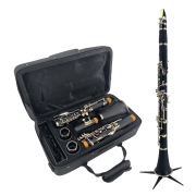 yinfente Professional Student Clarinet Ebonite Body Nickel Plated Key Bb Key 17 key black with Case and parts