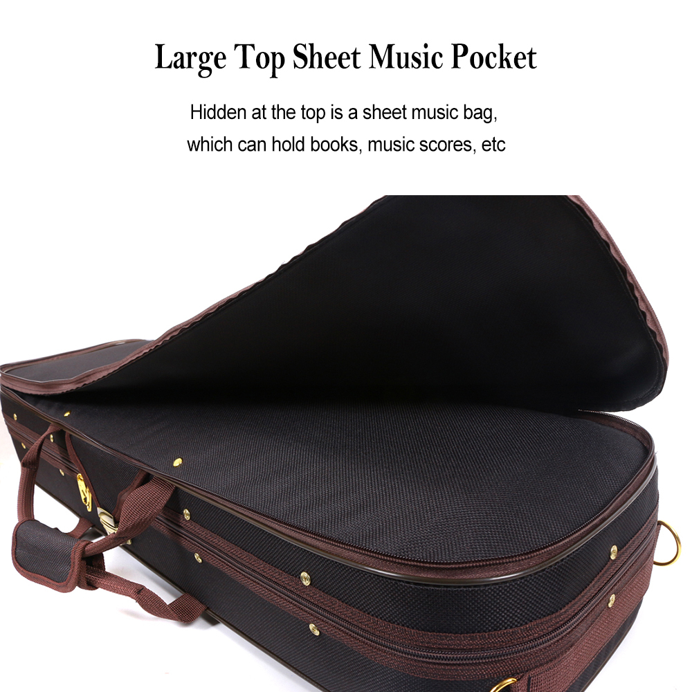 yinfente New Violin Case 4/4 Full Size Violin Box Wooden Oblong Cases for Violin Straps  