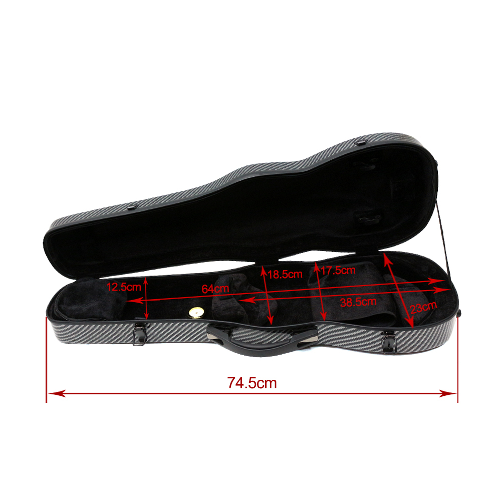  Black Violin Case 4/4 Full Size Carbon Fiber Hard Case for Violin Back Strap  