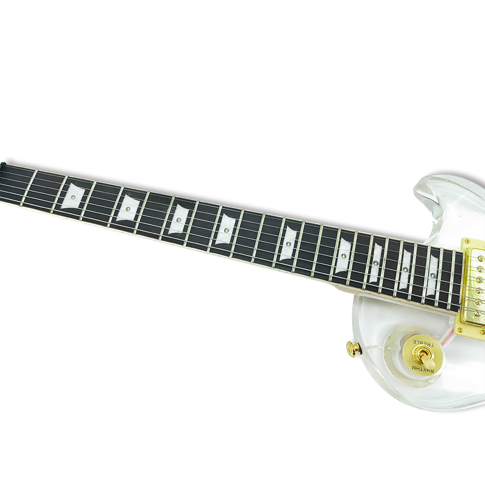 Yinfente LED Light Electric Guitar Acrylic Body Crystal Guitar Sweet Tone 22 fret 24.75 inch Mahogany Rosewood Fretboard Set in  