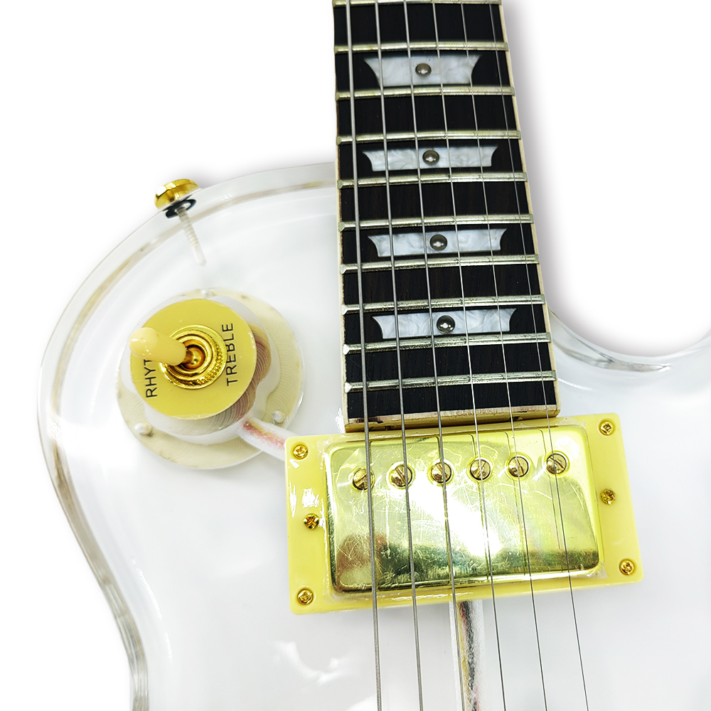 Yinfente LED Light Electric Guitar Acrylic Body Crystal Guitar Sweet Tone 22 fret 24.75 inch Mahogany Rosewood Fretboard Set in  