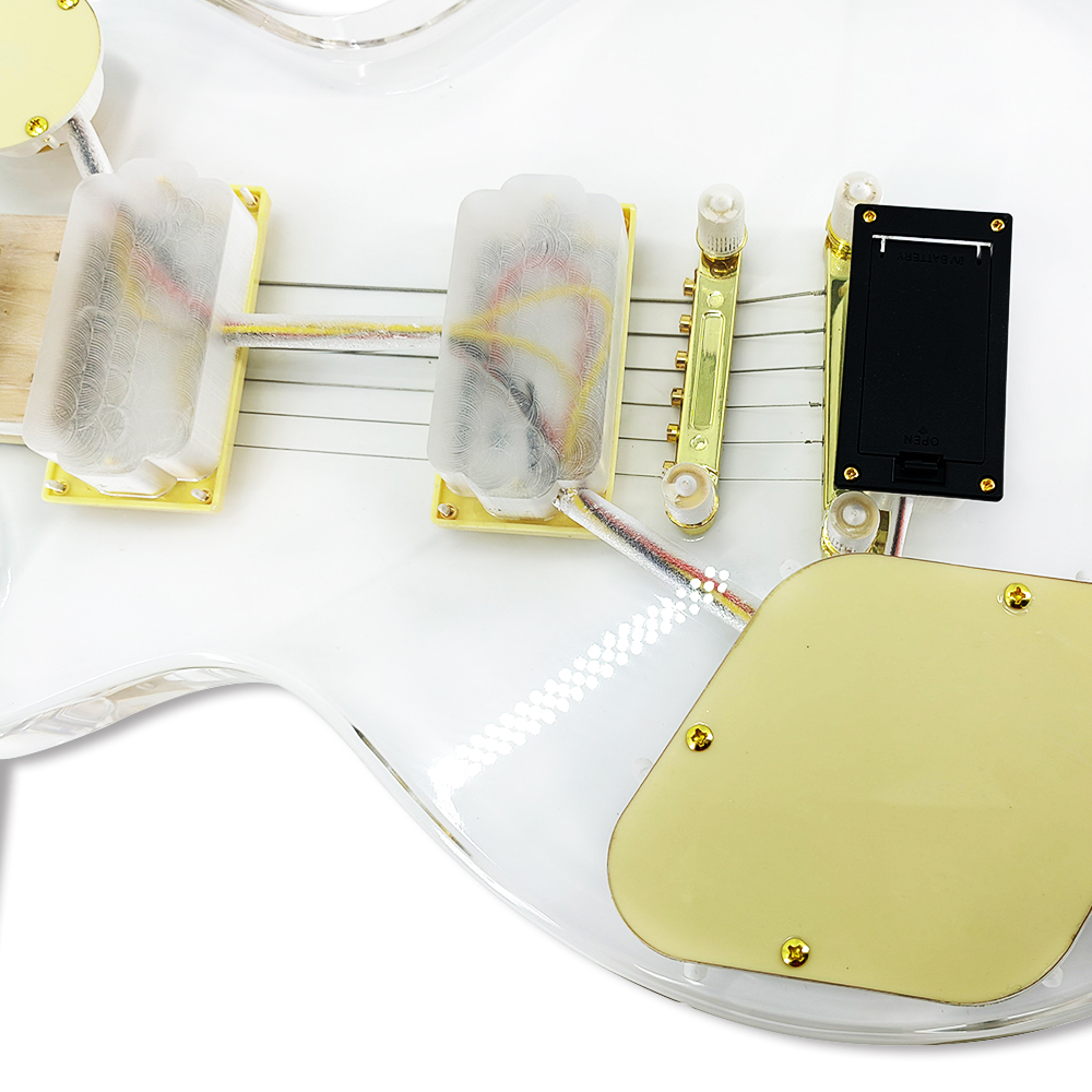 Yinfente LED Light Electric Guitar Acrylic Body Crystal Guitar Sweet Tone 22 fret 24.75 inch Mahogany Rosewood Fretboard Set in  