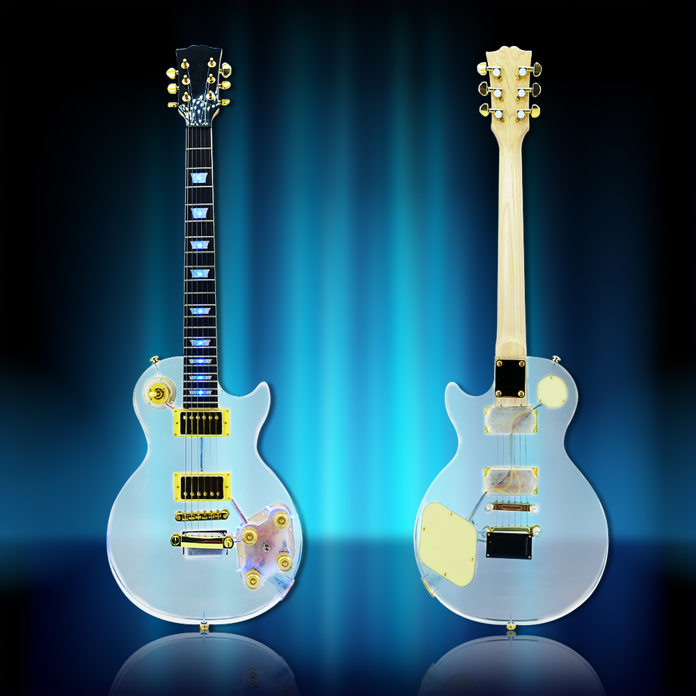 Yinfente LED Light Electric Guitar Acrylic Body Crystal Guitar Sweet Tone 22 fret 24.75 inch Mahogany Rosewood Fretboard Set in  