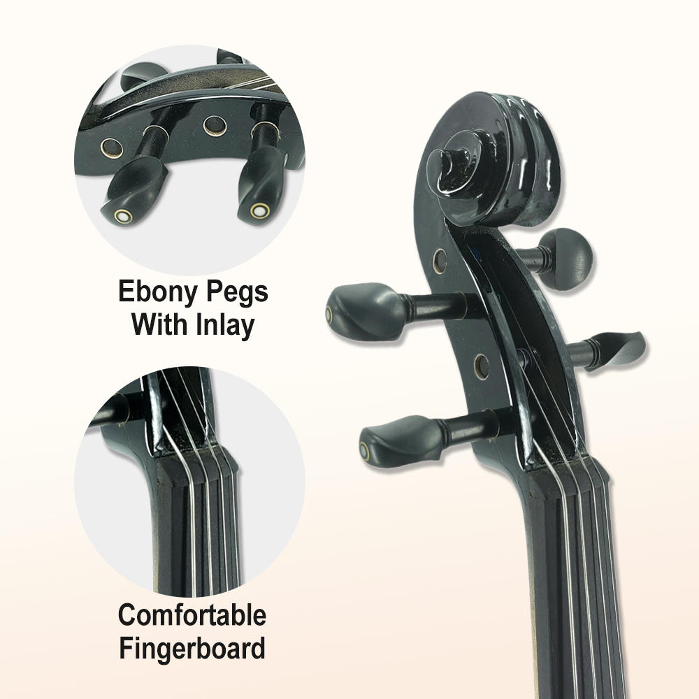 Yinfente 16inch Electric Viola Silent Pickups Practice Ebony Viola with Parts Case Creative Styling