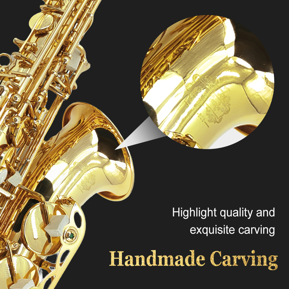 Yinfente Alto Sax Beginner Kit Gold for Adults Student Professional Brass Saxophone with Sax Case Mouthpiece Reeds Gloves Cleaning Cloth & Brush&nbsp;&nbsp;