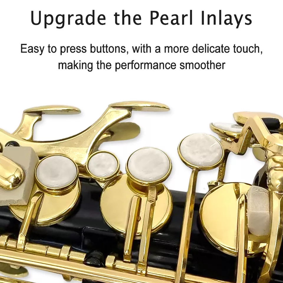 Yinfente Eb flat Alto Black-Gold Saxophone With 10 Reeds 8 Pads Cushions Hard Case and More For Student Beginner Adult Alto Saxophone Saxophone Kit Holiday gift (Glod)  