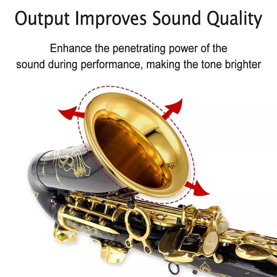 Yinfente Eb flat Alto Black-Gold Saxophone With 10 Reeds 8 Pads Cushions Hard Case and More For Student Beginner Adult Alto Saxophone Saxophone Kit Holiday gift (Glod)  