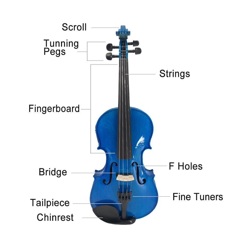 Yinfente Advanced Electric Acoustic Violin Color Blue 4/4 Maple Spruce Nice Tone Ebony Parts  