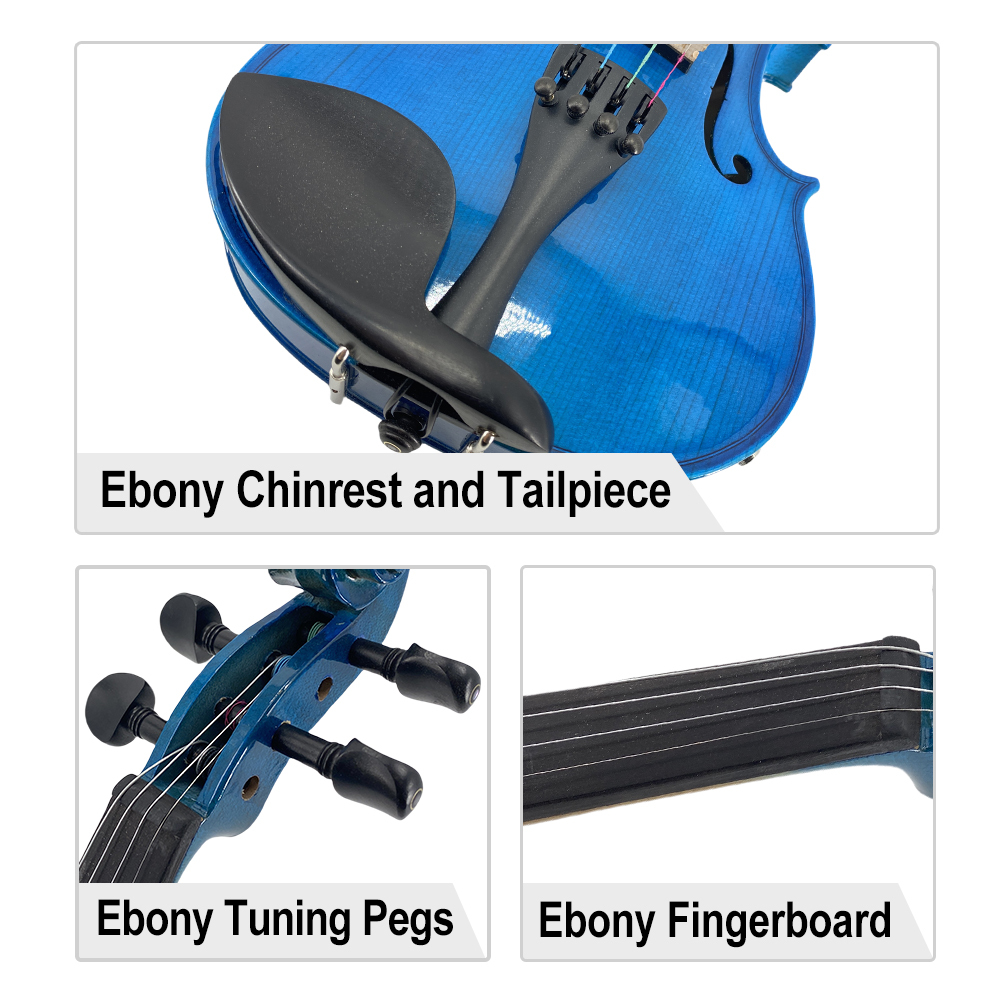 Yinfente Advanced Electric Acoustic Violin Color Blue 4/4 Maple Spruce Nice Tone Ebony Parts  
