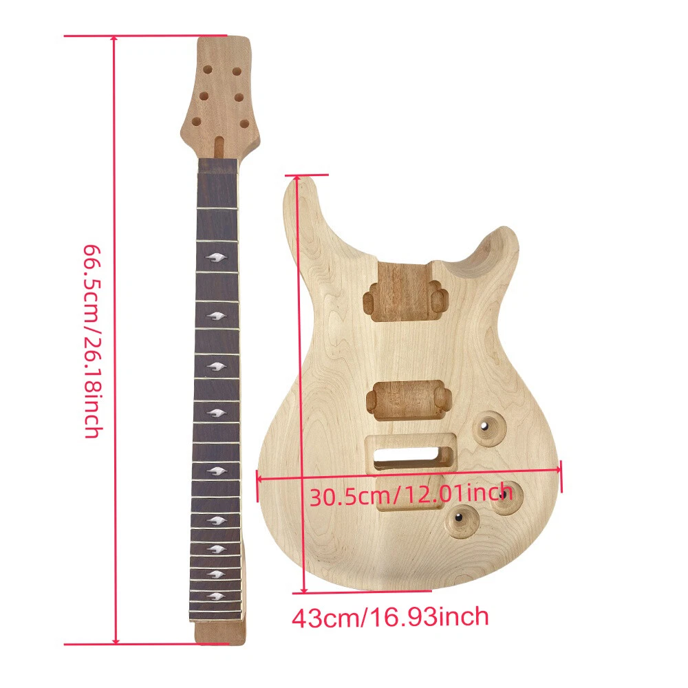 Yinfente New Guitar Kit Guitar Neck 22fret Rosewood Fretboard Mahogany Body Set in Heel  