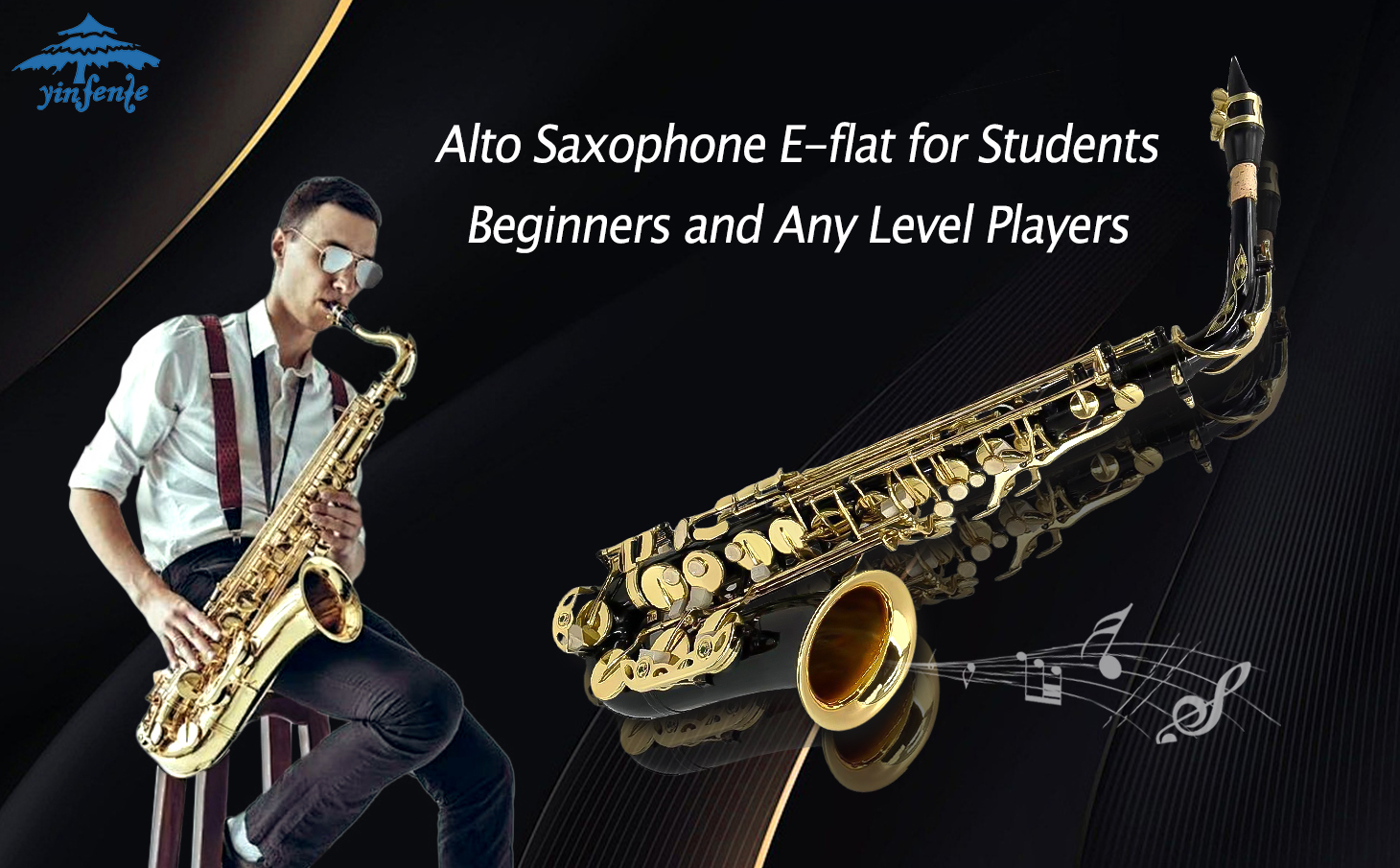 Yinfente Alto Sax Beginner Kit Gold for Adults Student Professional Brass Saxophone with Sax Case Mouthpiece Reeds Gloves Cleaning Cloth & Brush&nbsp;&nbsp;