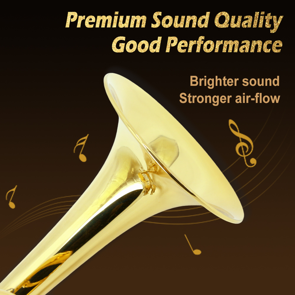 Yinfente Bb Standard Trumpet Set for Beginner Brass Student Trumpet Instrument With Hard Case Cleaning Kit White Gloves Glod  