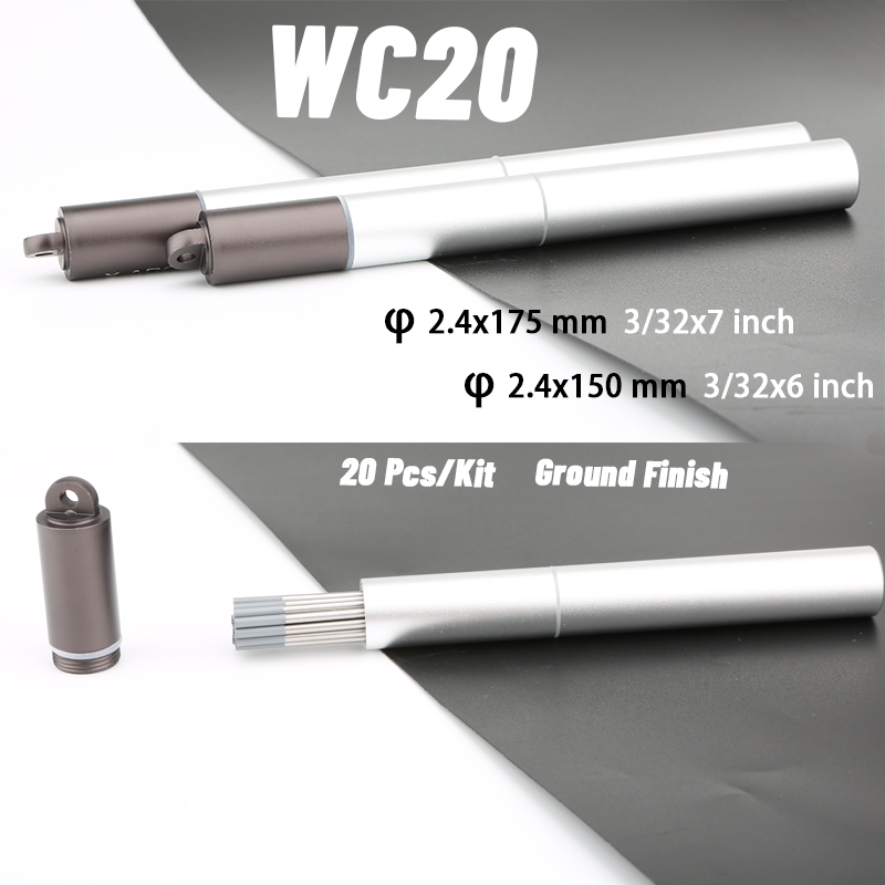 20 Pcs Professional Tig Tungsten Electrodes Aluminum Tube Packaging WC20 WL15 WL20 WP WS20 150mm 6" 175mm 7"  2.4mm 3/32" tungsten rod tig tungsten tig tungsten