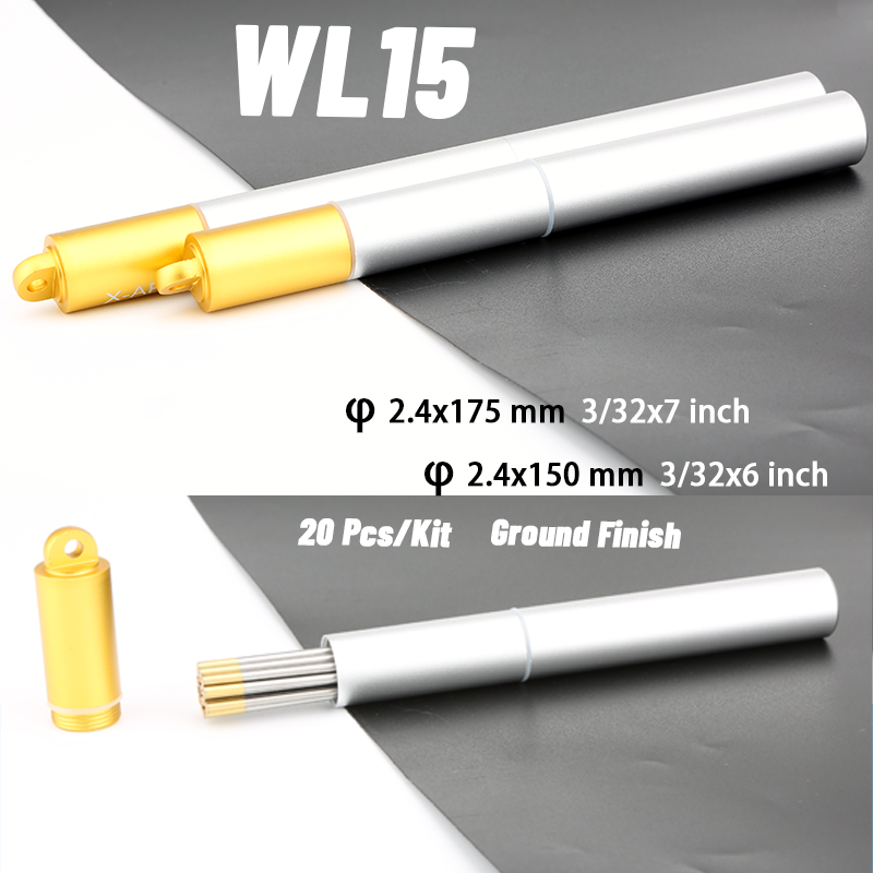 20 Pcs Professional Tig Tungsten Electrodes Aluminum Tube Packaging WC20 WL15 WL20 WP WS20 150mm 6" 175mm 7"  2.4mm 3/32" tungsten rod tig tungsten tig tungsten