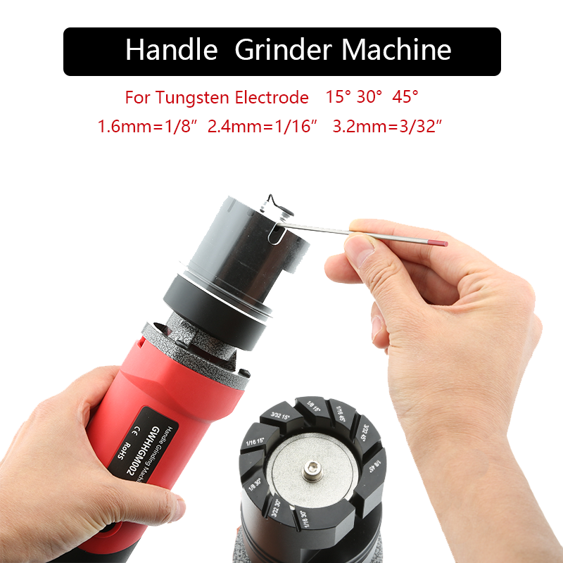 Handheld Tungsten Electrode Grinder 220V Dustproof  Portable Tungsten Sharpener for Electrode 1/8 1/16 3/32 inch 15 30 45 degree Handheld Tungsten Electrode Grinder Handheld Tungsten Electrode Grinder
