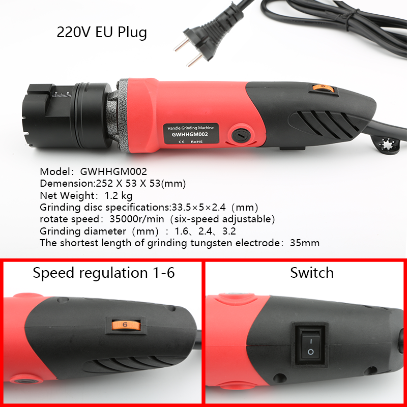 Handheld Tungsten Electrode Grinder 220V Dustproof  Portable Tungsten Sharpener for Electrode 1/8 1/16 3/32 inch 15 30 45 degree Handheld Tungsten Electrode Grinder Handheld Tungsten Electrode Grinder
