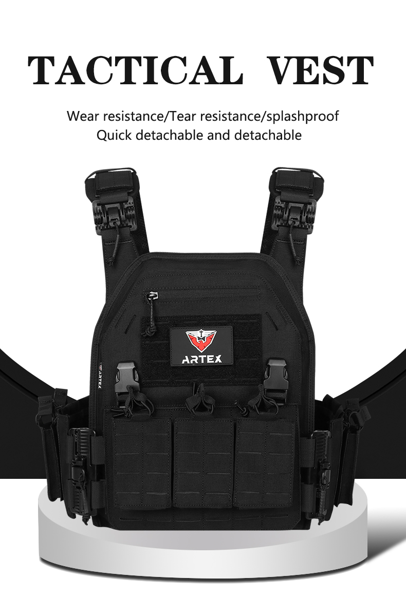 Quick Release Plate Carrier Tactical Vest Military Grade MOLLE Combat Gear Chaleco Tactico Bandolier Laser Cut Vest Artex 