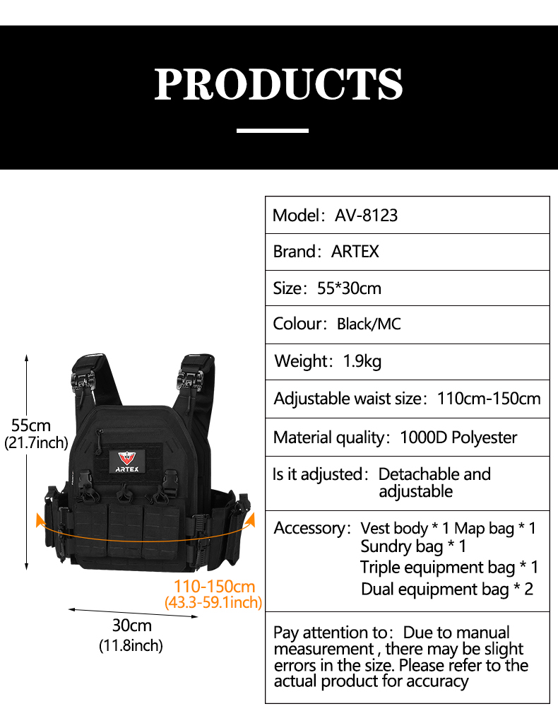 Quick Release Plate Carrier Tactical Vest Military Grade MOLLE Combat Gear Chaleco Tactico Bandolier Laser Cut Vest Artex 