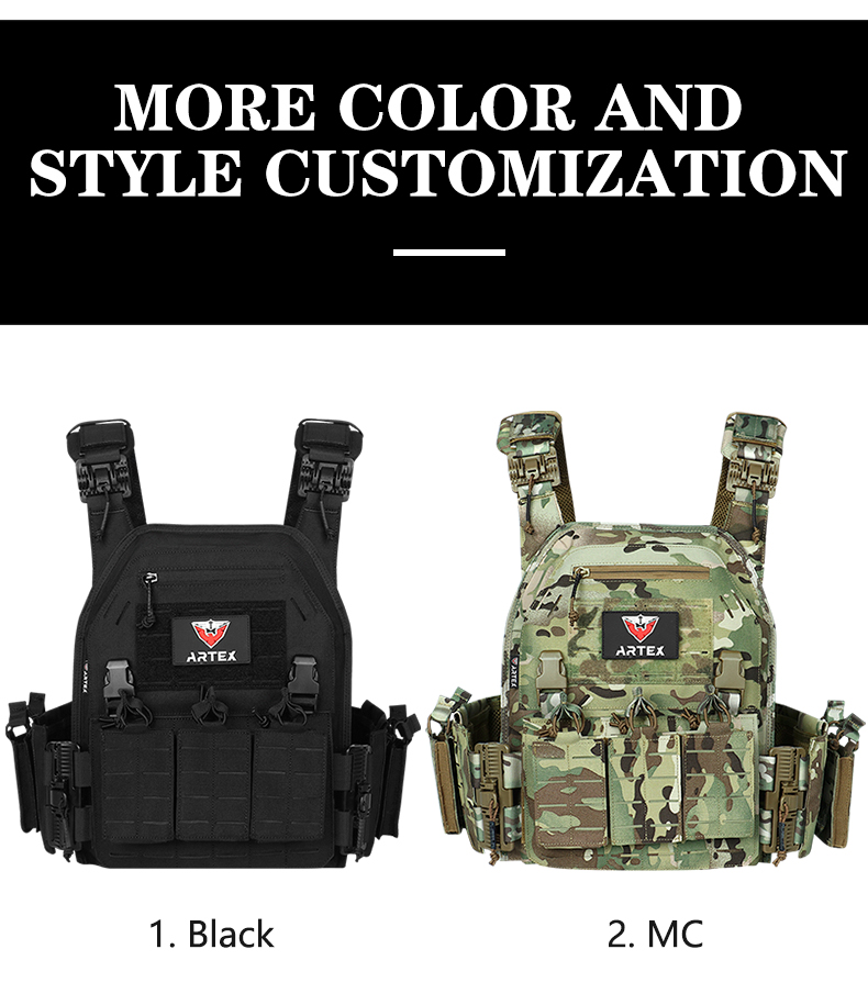 Quick Release Plate Carrier Tactical Vest Military Grade MOLLE Combat Gear Chaleco Tactico Bandolier Laser Cut Vest Artex 