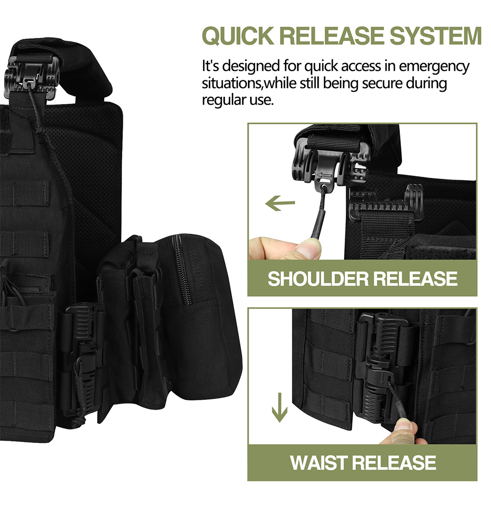 Artex Tactical Molle Quick Release Buckles Vest with Side Cummerbund Pouches and Triple mag Pouch 