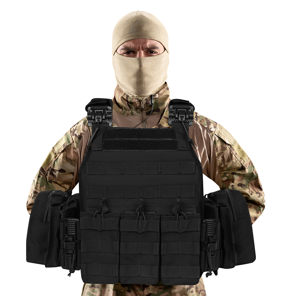Artex Tactical Molle Quick Release Buckles Vest with Side Cummerbund Pouches and Triple mag Pouch 