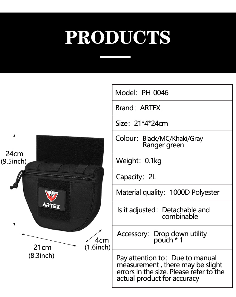 wholesale Tactical Molle Chest Rig Drop Dump Pouch Bag For CRM CRX Vest Armor Carrier Storage Hunting Accessories Chest Pouch Lower Belly 