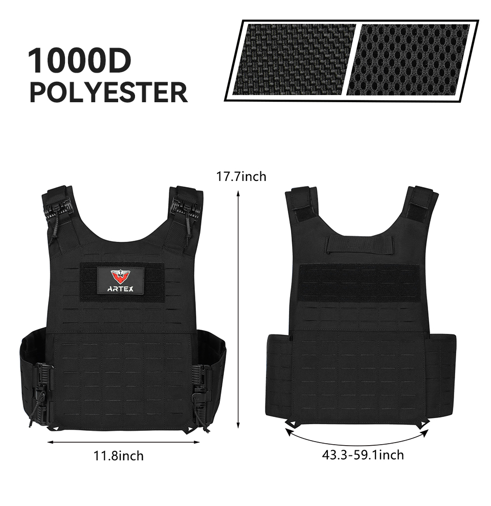 Custom wholesale Tactical Quick Release Vest for Men Fully Adjustable Plate Carriers Vest with Breathable 3D Mesh Liner 