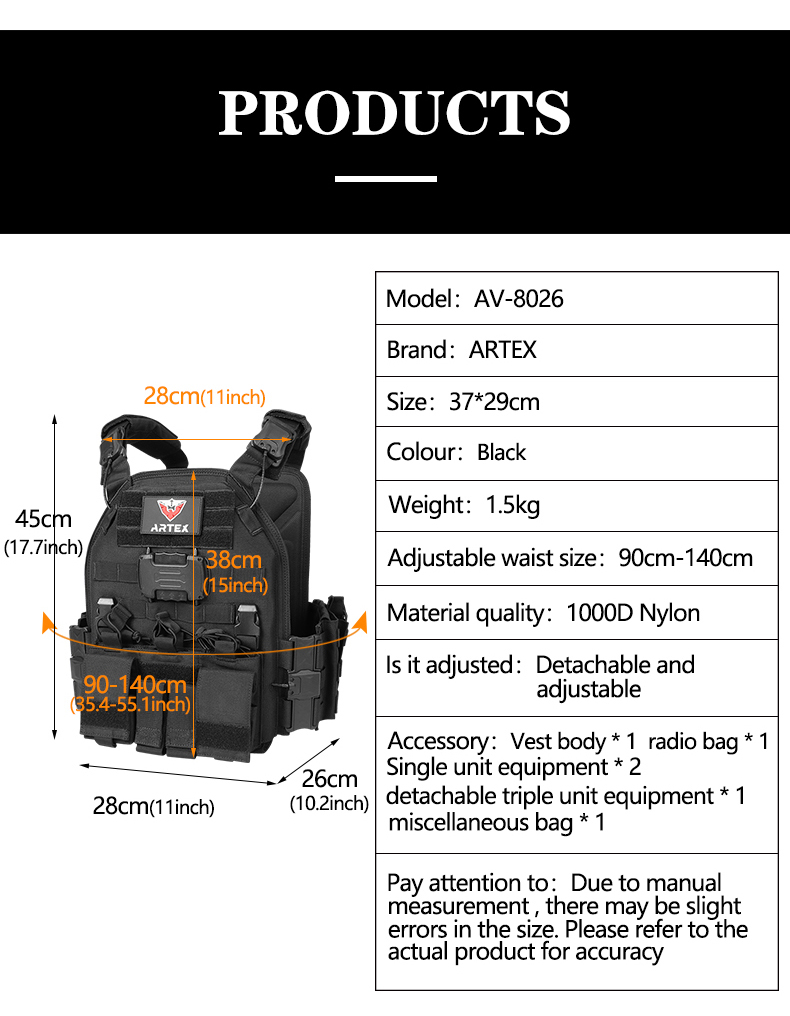 Custom wholesale Artex Magnetic Tactical Vest for Men Plate Carrier Vest Quick Release One Button Disassembly Lightweight Vest 
