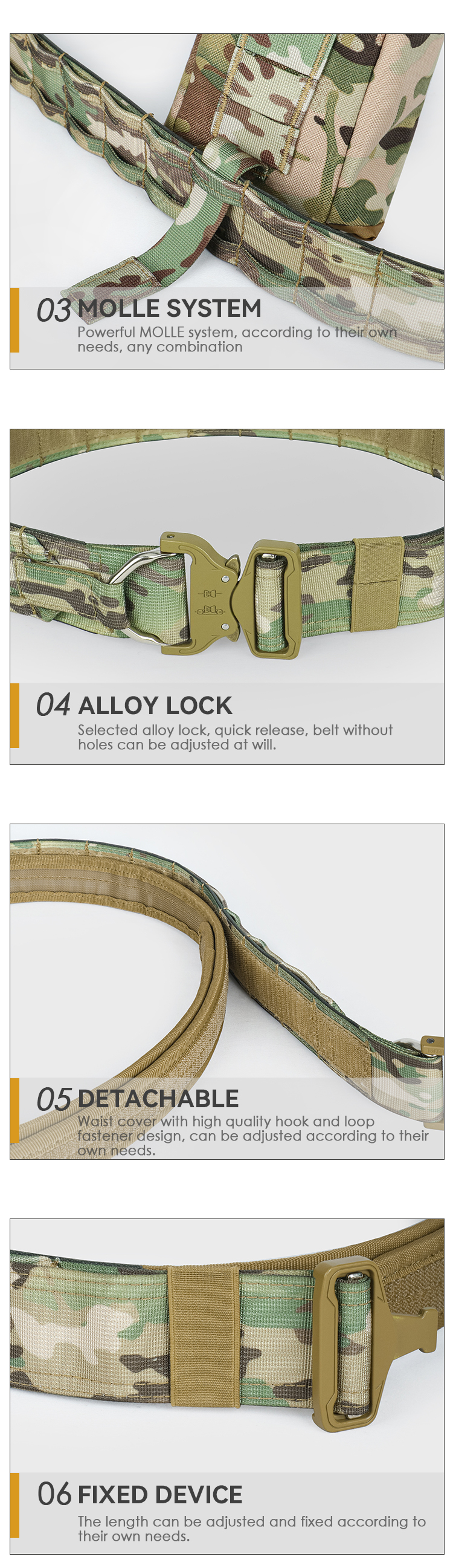 Artex Molle Tactical Battle Belt with Accessories Tactical Combat Belt Quick Release Rigger Airsoft Belt Heavy Duty Belts 7 pcs