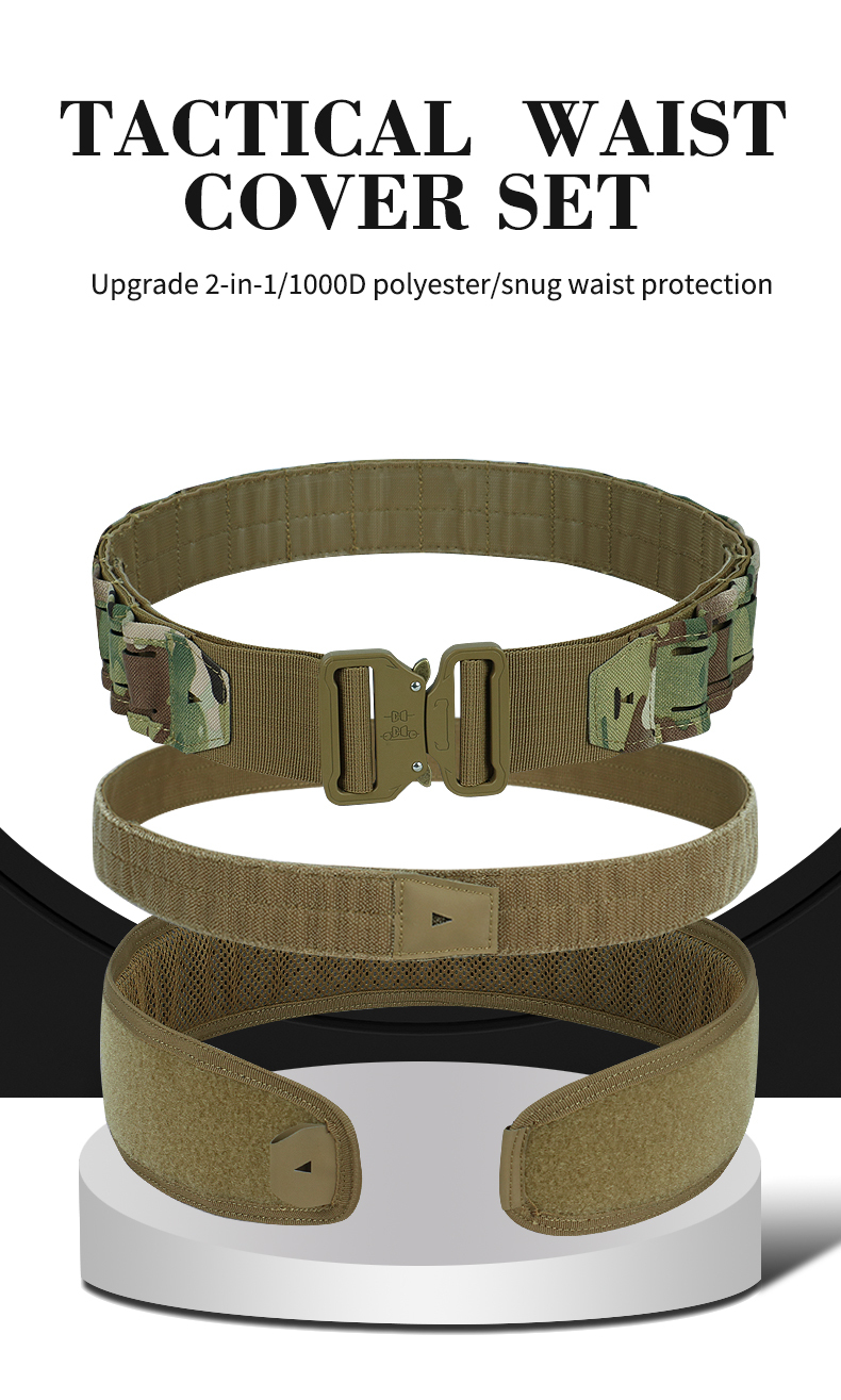 Artex Tactical Belt 3 IN 1 Laser Cut Quick Release Buckle MOLLE Combat Shooting Belt with Inner Belt Back Support Pad 