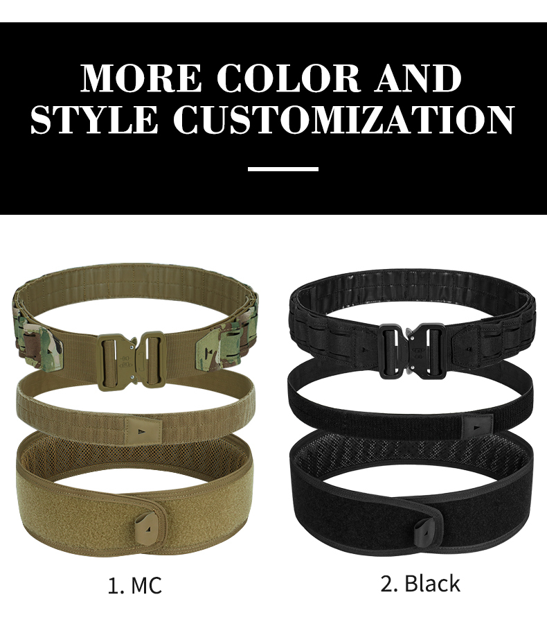 Artex Tactical Belt 3 IN 1 Laser Cut Quick Release Buckle MOLLE Combat Shooting Belt with Inner Belt Back Support Pad 