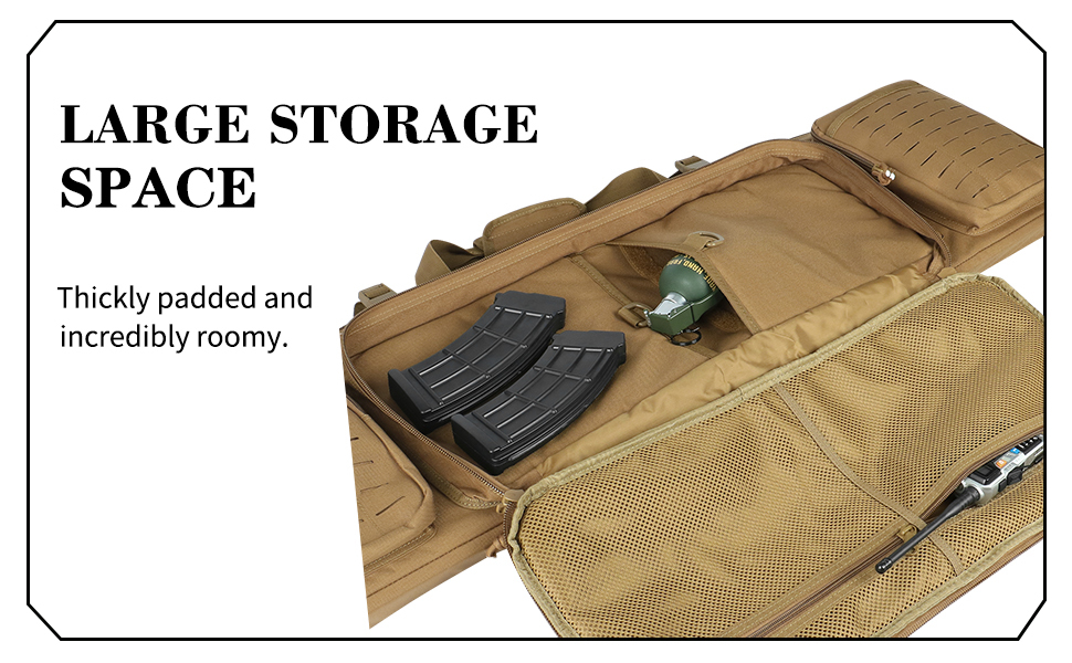 ARTEX 36" 42" 46" Soft Rifle Case Tactical Double Long Gun Bag with Lockable Zipper and Backpack Strap Rifle Backpack Rifle Bag Gun Case for Outdoor Hunting Shooting Range 