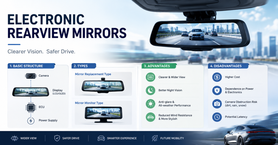 Basic structure, types, advantages and disadvantages of electronic rearview mirrors