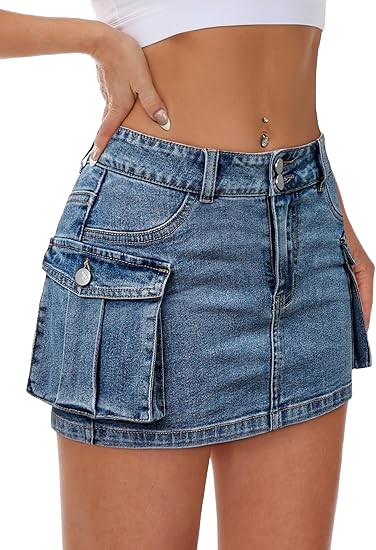 custom women's Pocket Denim Mini Skirt/china jeans factory Pocket Denim Mini Skirt – Custom Denim Skirt Wholesale custom denim skirt,denim factory,jeans factory