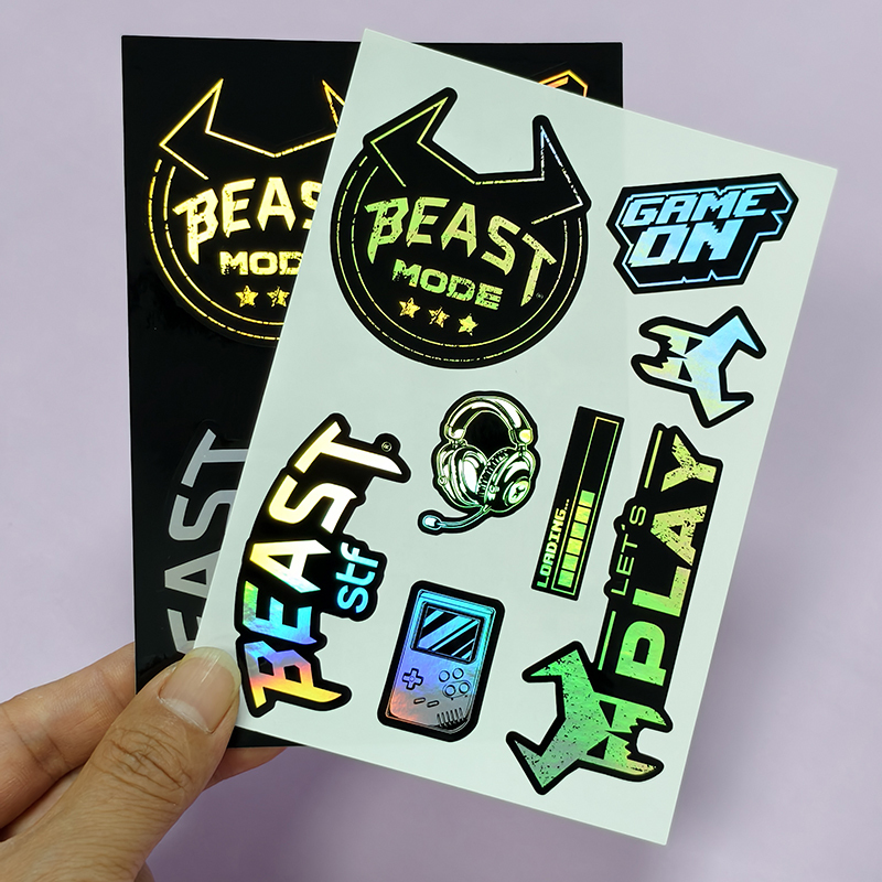 Custom Print Self Adhesive A4 A5 Vinyl Rainbow Foil Laser Effect Holographic Glitter Deco Kiss Cut Planner Sticker Sheet