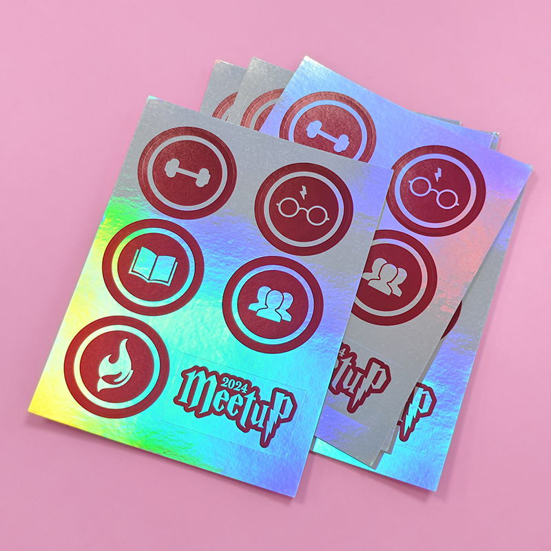 Custom Print Self Adhesive A4 A5 Vinyl Rainbow Foil Laser Effect Holographic Glitter Deco Kiss Cut Planner Sticker Sheet