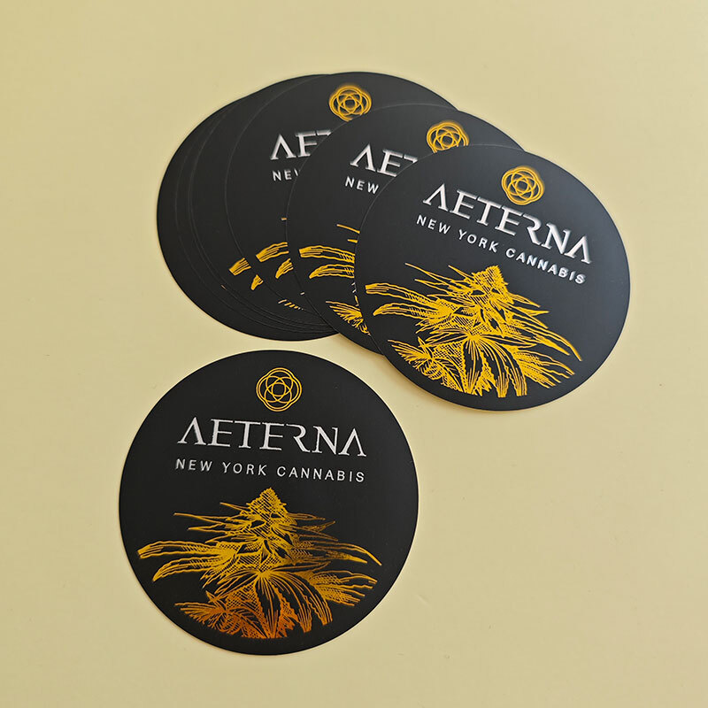 Custom Vinyl Gold Foil Adhesive Label Sticker Round Logo Gold Hot Stamping Labels Stickers