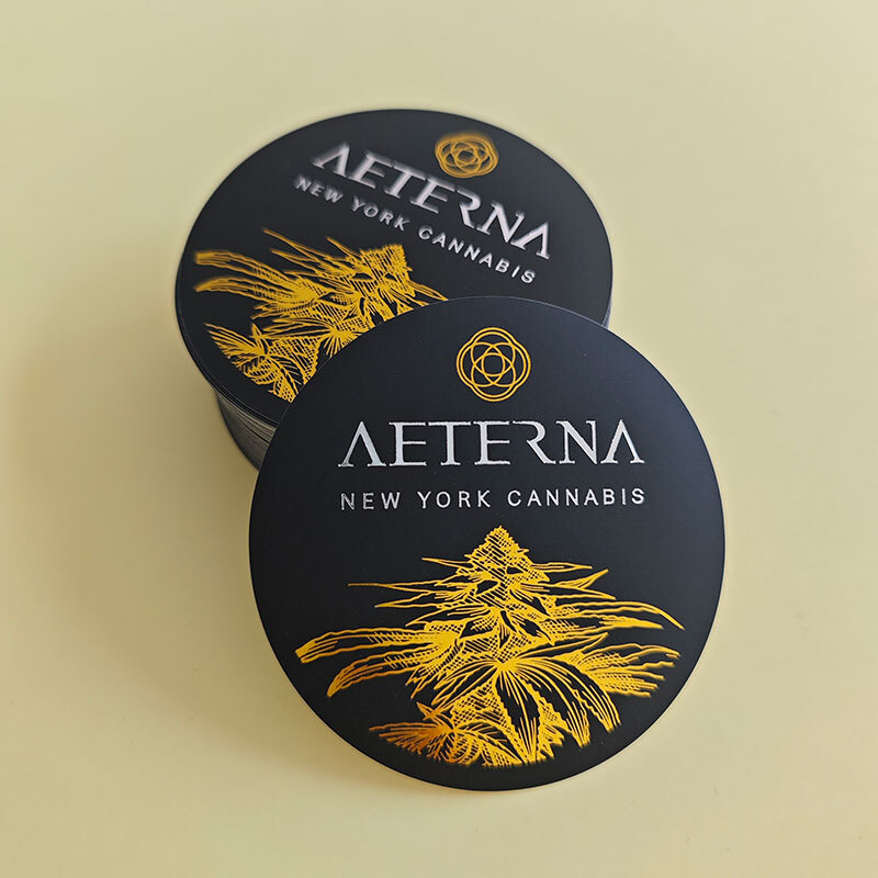 Custom Vinyl Gold Foil Adhesive Label Sticker Round Logo Gold Hot Stamping Labels Stickers