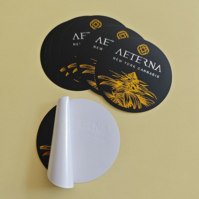 Custom Vinyl Gold Foil Adhesive Label Sticker Round Logo Gold Hot Stamping Labels Stickers