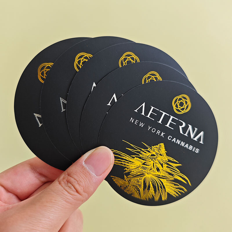 Custom Vinyl Gold Foil Adhesive Label Sticker Round Logo Gold Hot Stamping Labels Stickers